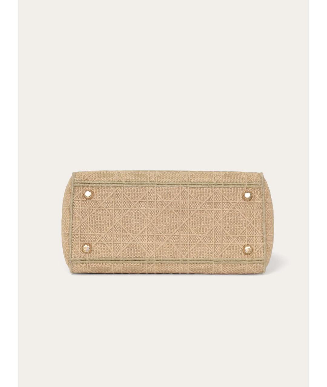 CHRISTIAN DIOR Бежевая тканевая сумка с короткими ручками, фото 7