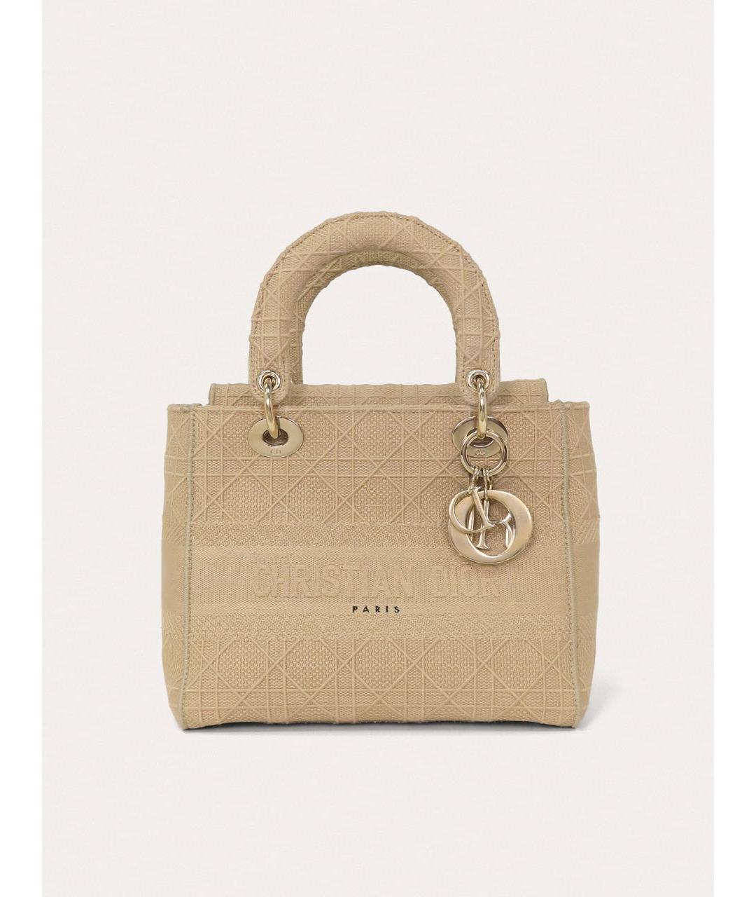 CHRISTIAN DIOR Бежевая тканевая сумка с короткими ручками, фото 9