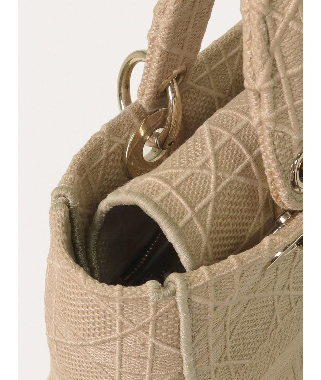 CHRISTIAN DIOR Бежевая тканевая сумка с короткими ручками, фото 4