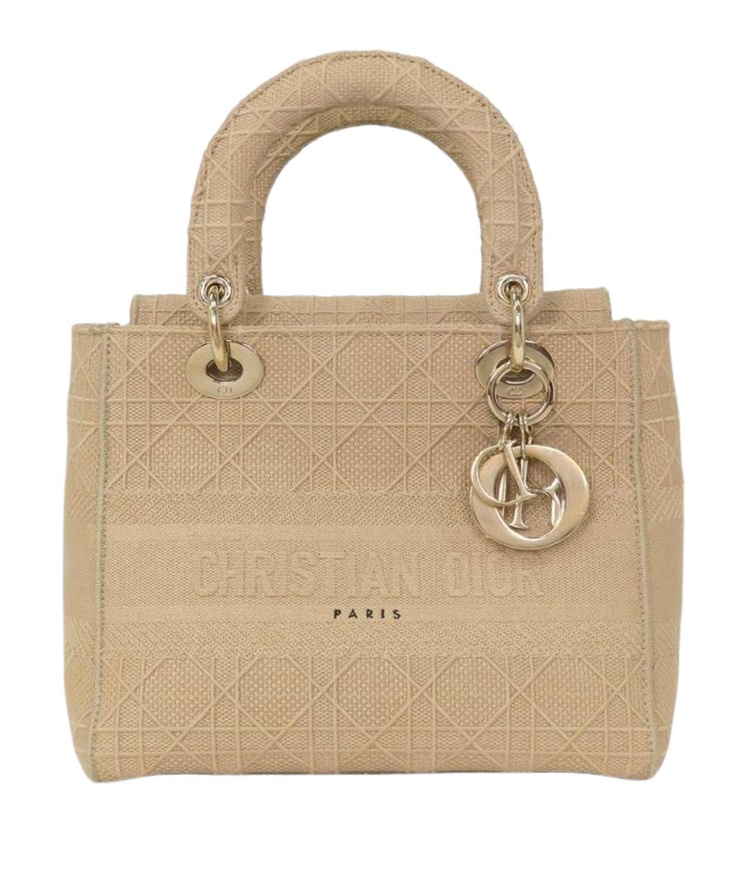 CHRISTIAN DIOR Бежевая тканевая сумка с короткими ручками, фото 1