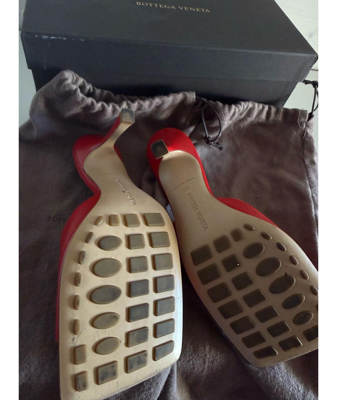BOTTEGA VENETA Красные кожаные сабо, фото 4