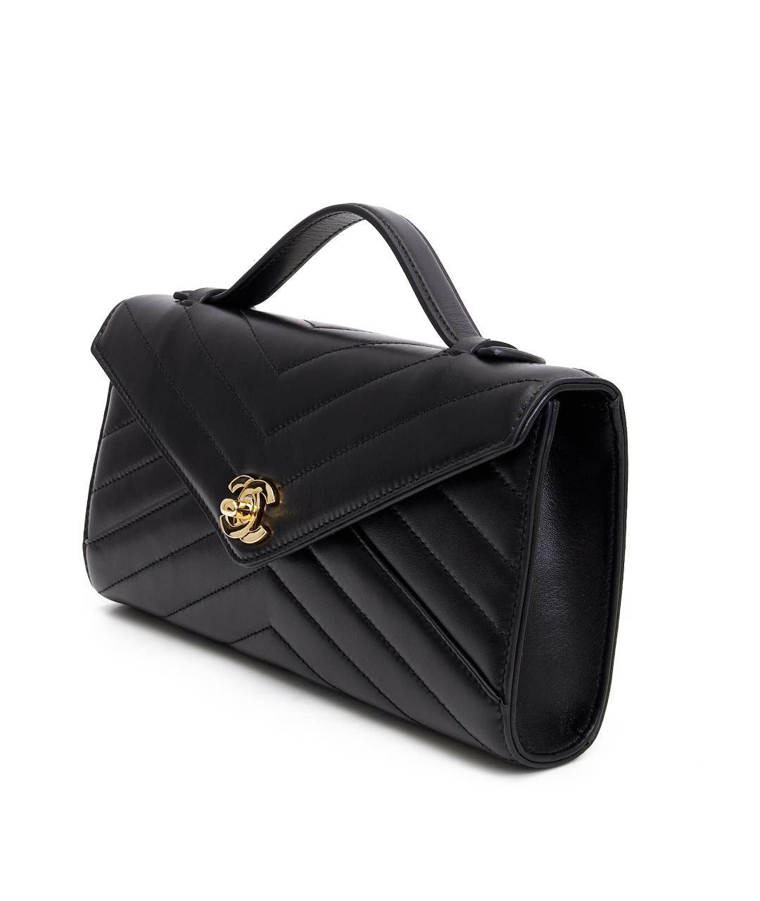 CHANEL Черная кожаная сумка с короткими ручками, фото 2