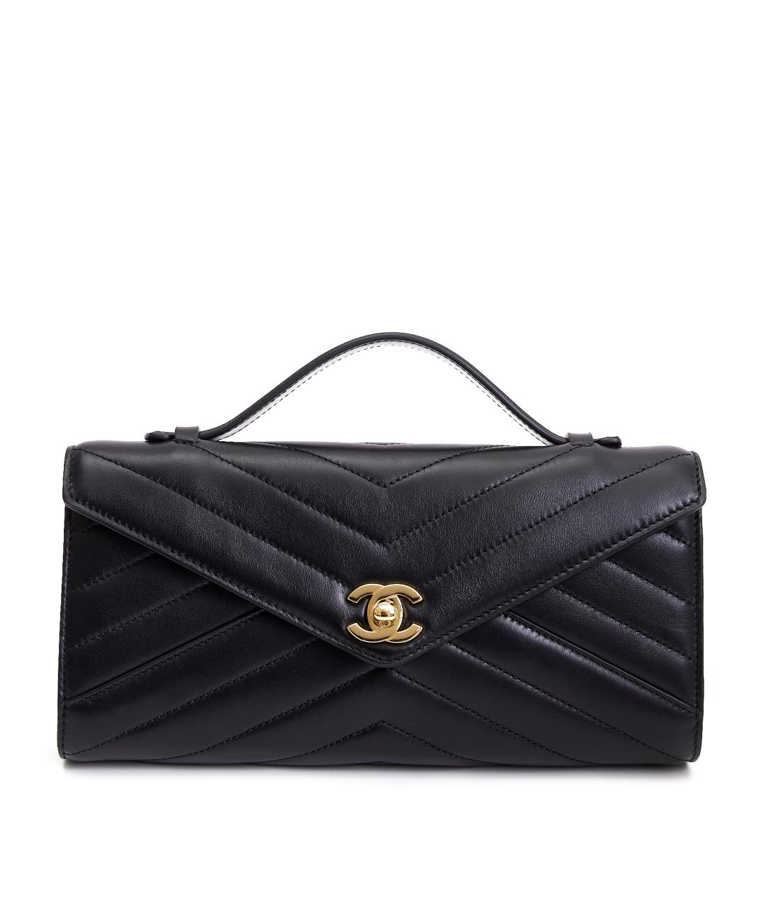 CHANEL Черная кожаная сумка с короткими ручками, фото 1