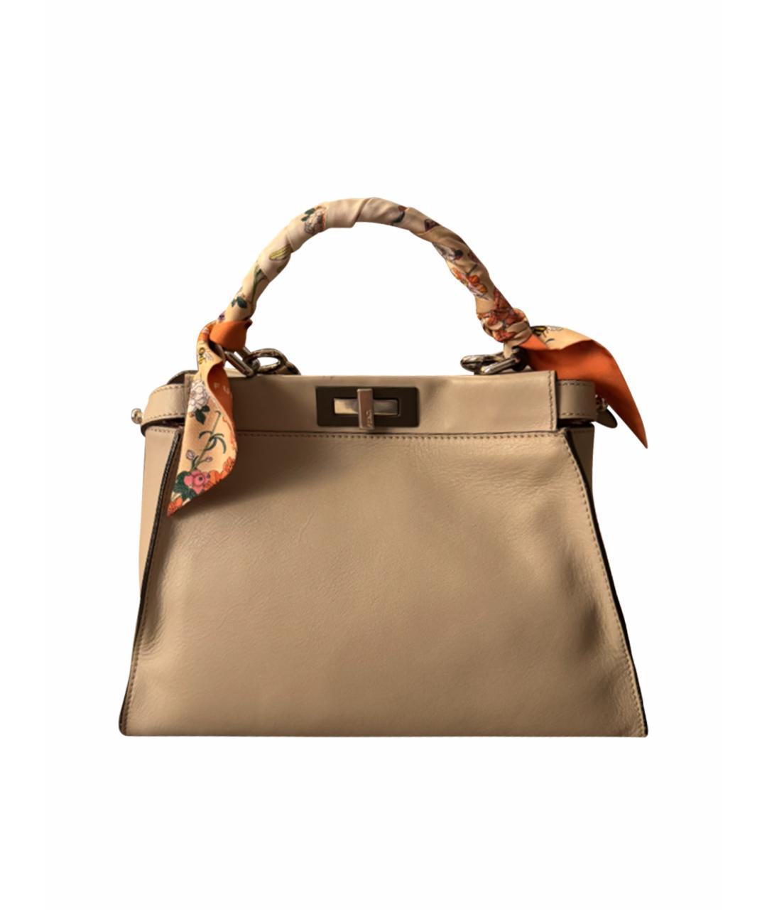 FENDI Серая кожаная сумка с короткими ручками, фото 1