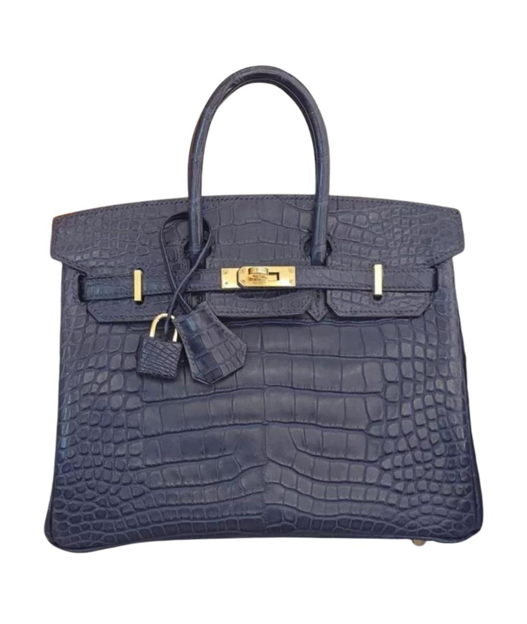 HERMES Синяя кожаная сумка с короткими ручками, фото 1