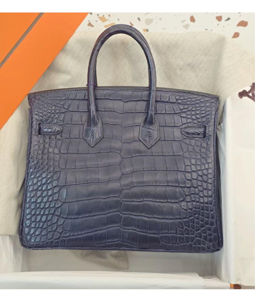 HERMES Синяя кожаная сумка с короткими ручками, фото 2