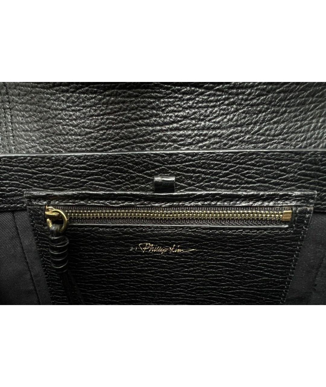 3.1 PHILLIP LIM Черная кожаная сумка с короткими ручками, фото 4