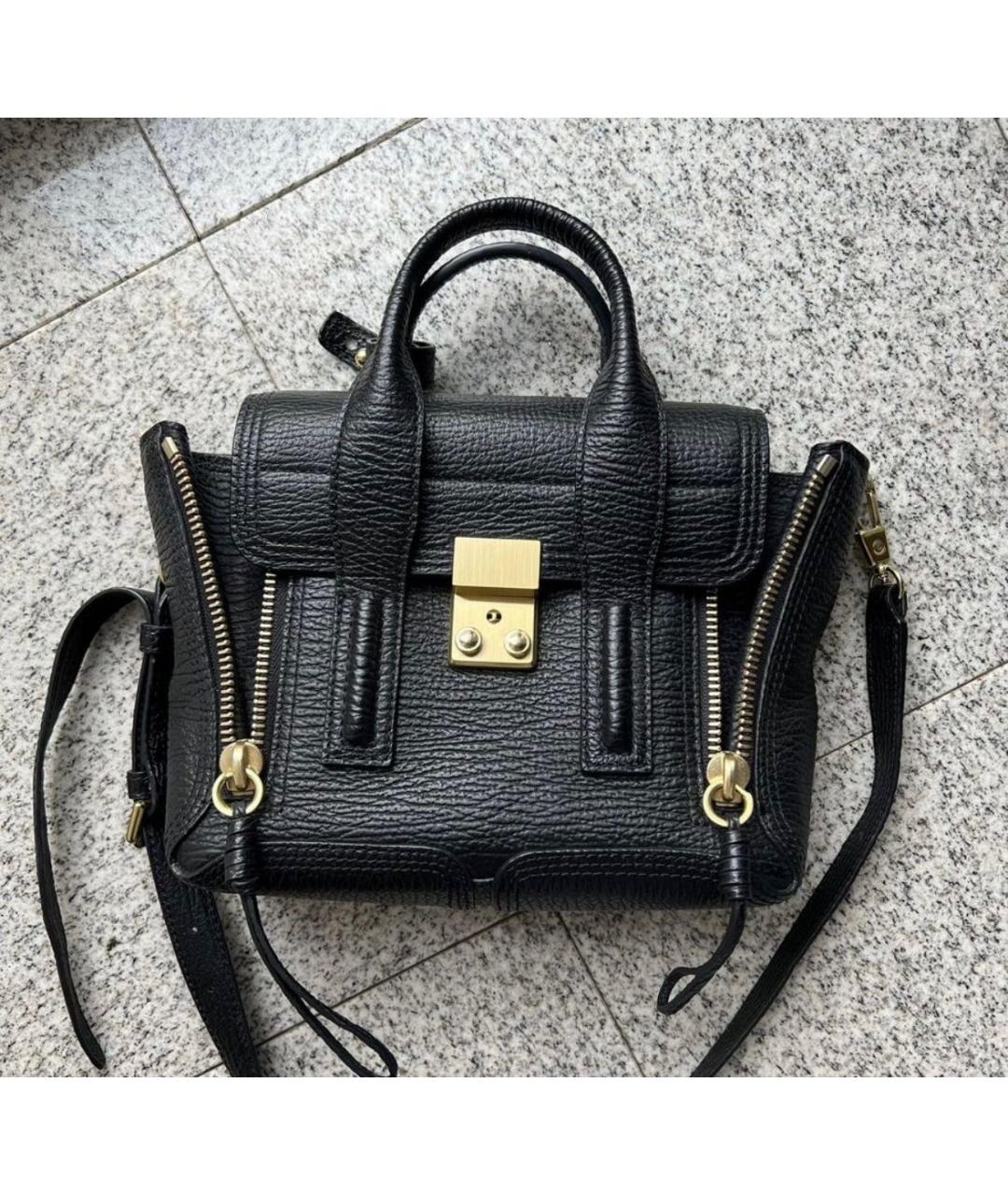 3.1 PHILLIP LIM Черная кожаная сумка с короткими ручками, фото 5