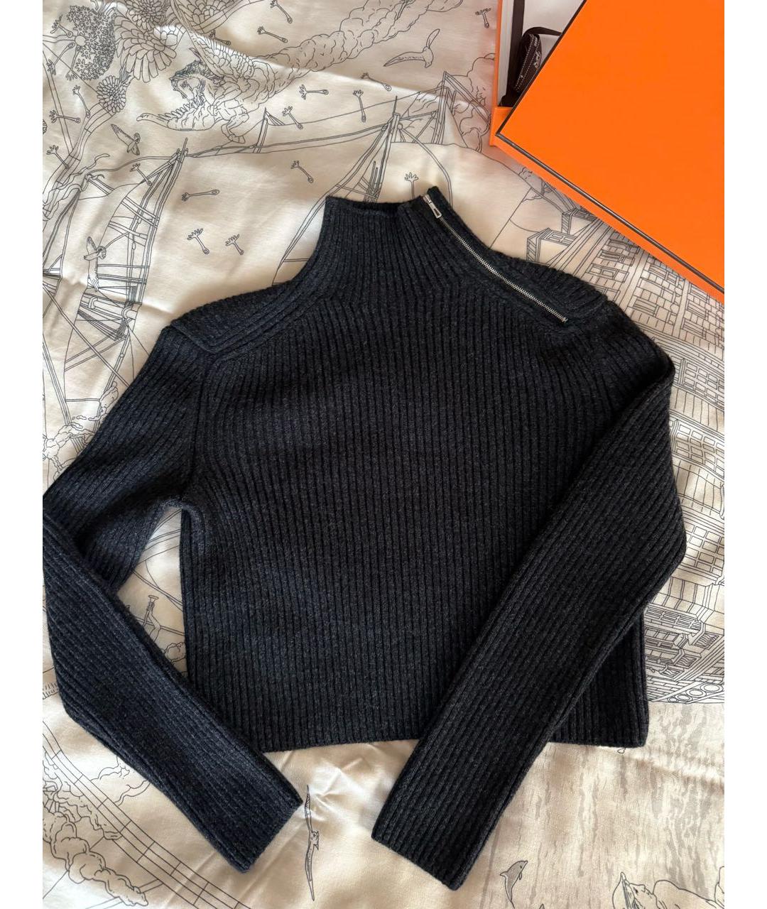 HERMES Антрацитовый шерстяной джемпер / свитер, фото 6