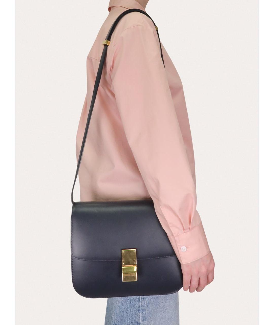 CELINE Темно-синяя кожаная сумка через плечо, фото 6