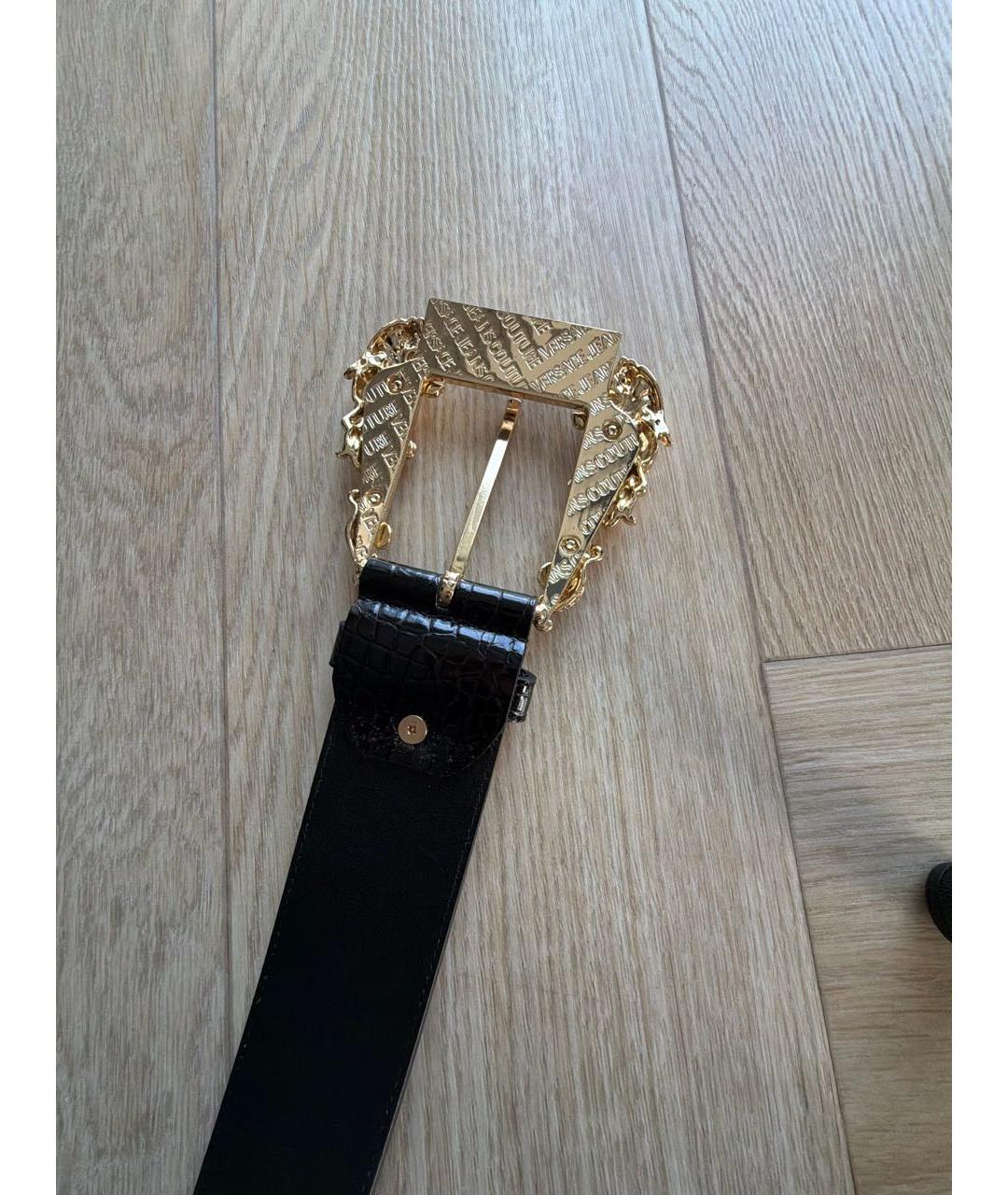 VERSACE JEANS COUTURE Черный ремень из лакированной кожи, фото 3