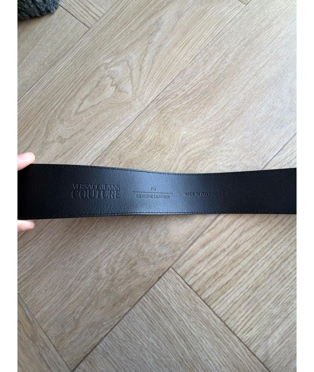 VERSACE JEANS COUTURE Черный ремень из лакированной кожи, фото 4