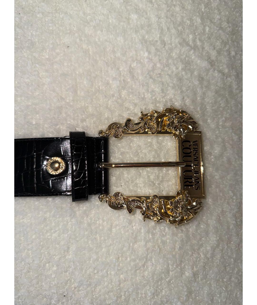 VERSACE JEANS COUTURE Черный ремень из лакированной кожи, фото 2