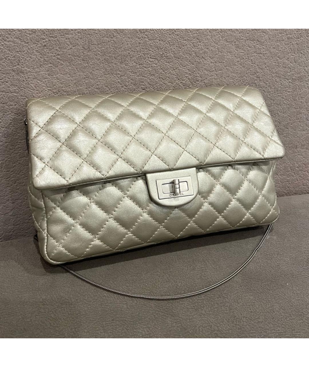 CHANEL Серебряная кожаная сумка через плечо, фото 2