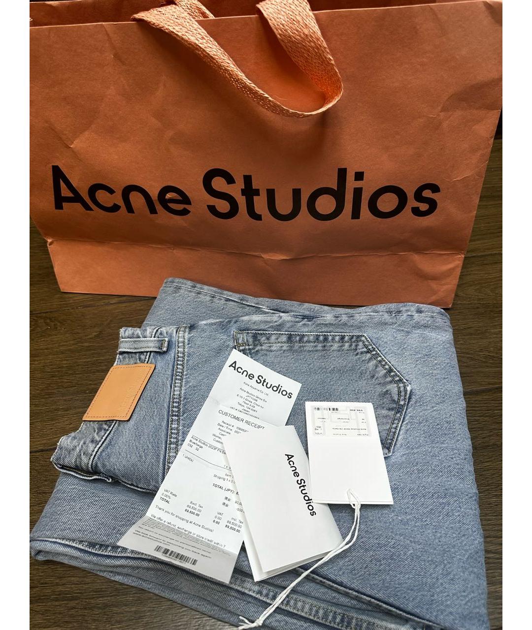 ACNE STUDIOS Голубые хлопковые прямые джинсы, фото 6