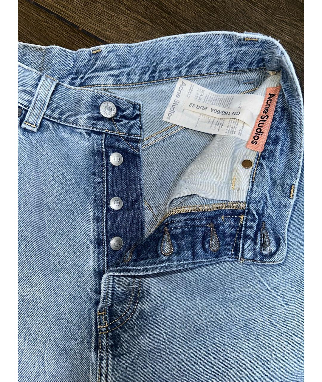 ACNE STUDIOS Голубые хлопковые прямые джинсы, фото 7