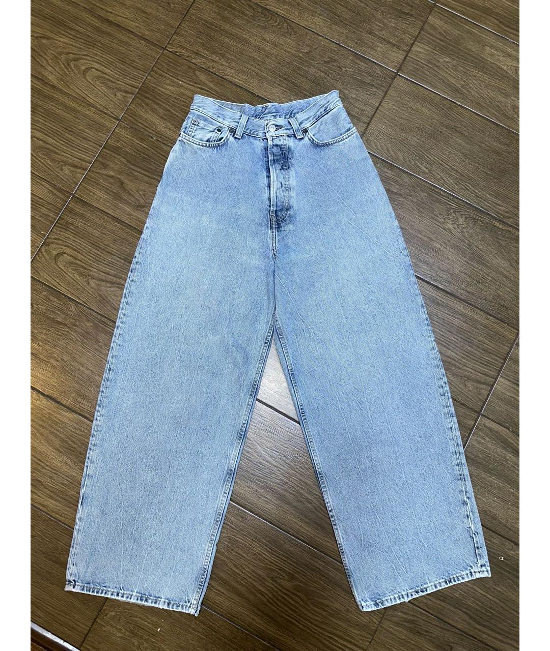 ACNE STUDIOS Голубые хлопковые прямые джинсы, фото 4