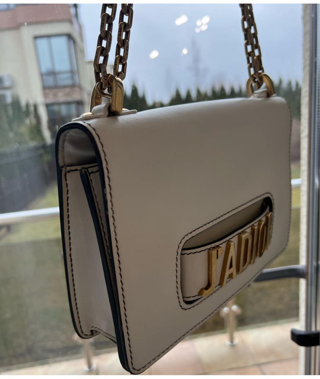 CHRISTIAN DIOR Белая кожаная сумка через плечо, фото 3