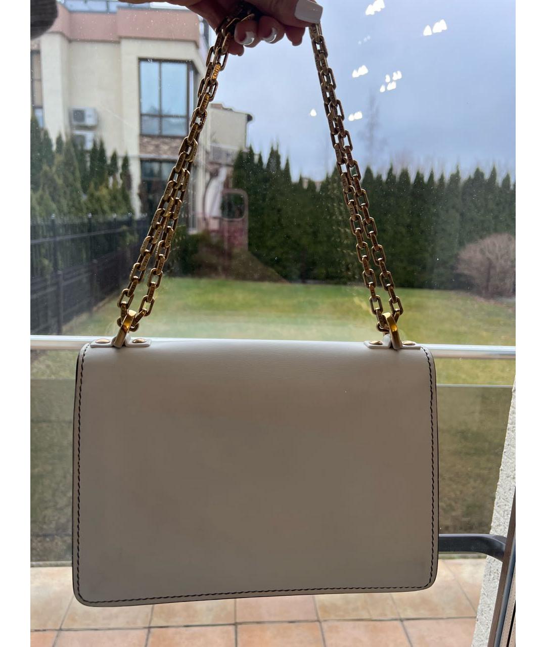 CHRISTIAN DIOR Белая кожаная сумка через плечо, фото 4