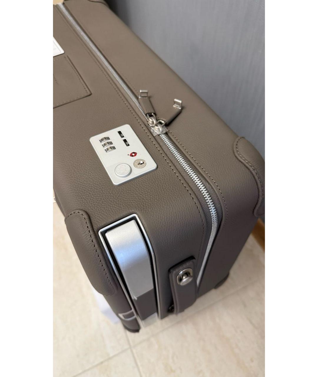 HERMES Коричневый кожаный чемодан, фото 5