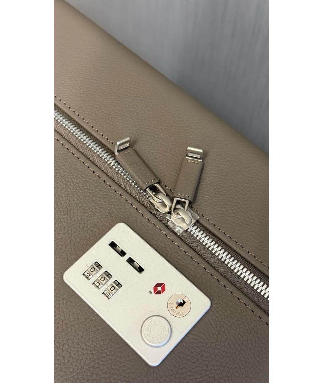 HERMES Коричневый кожаный чемодан, фото 8