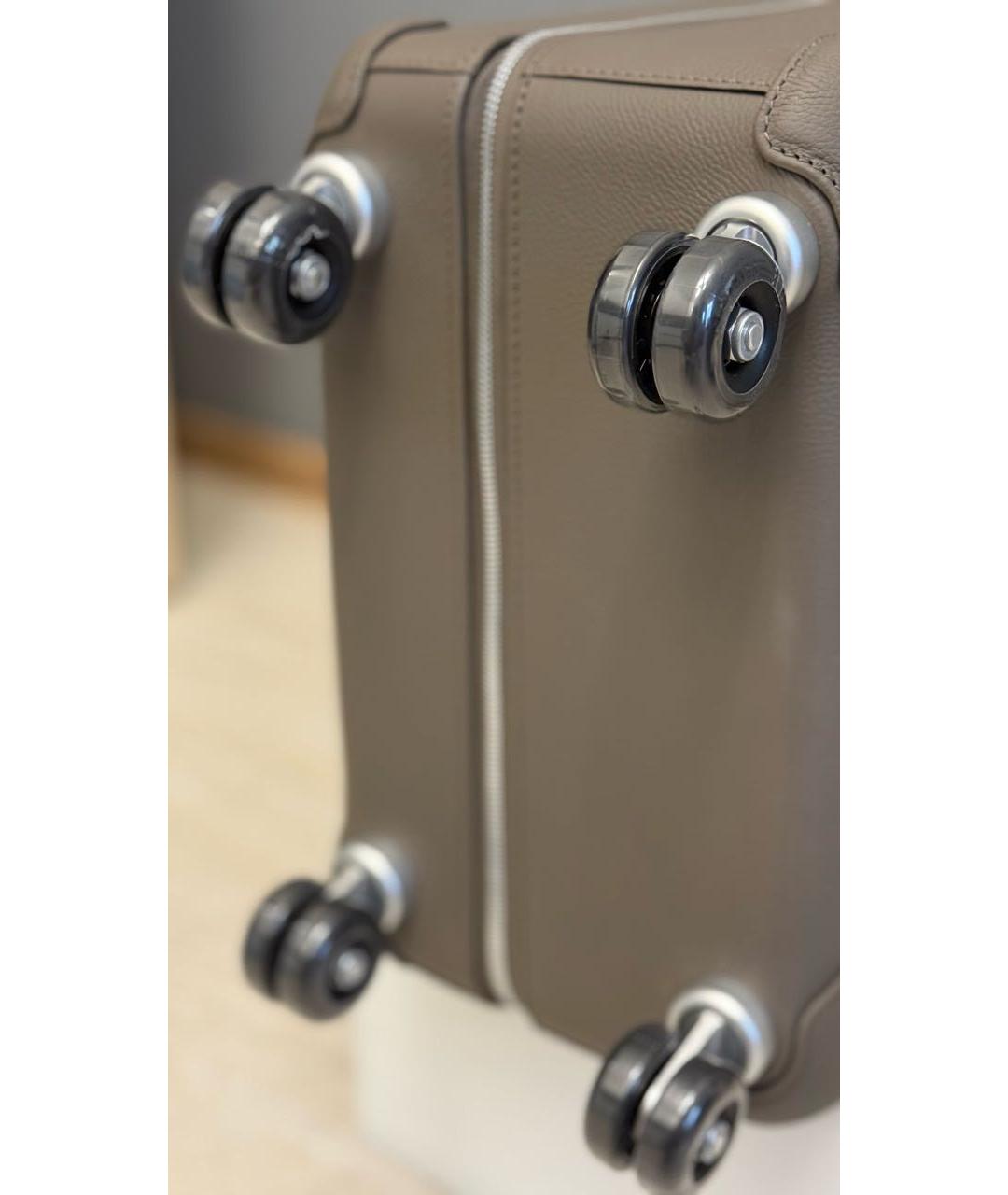 HERMES Коричневый кожаный чемодан, фото 7