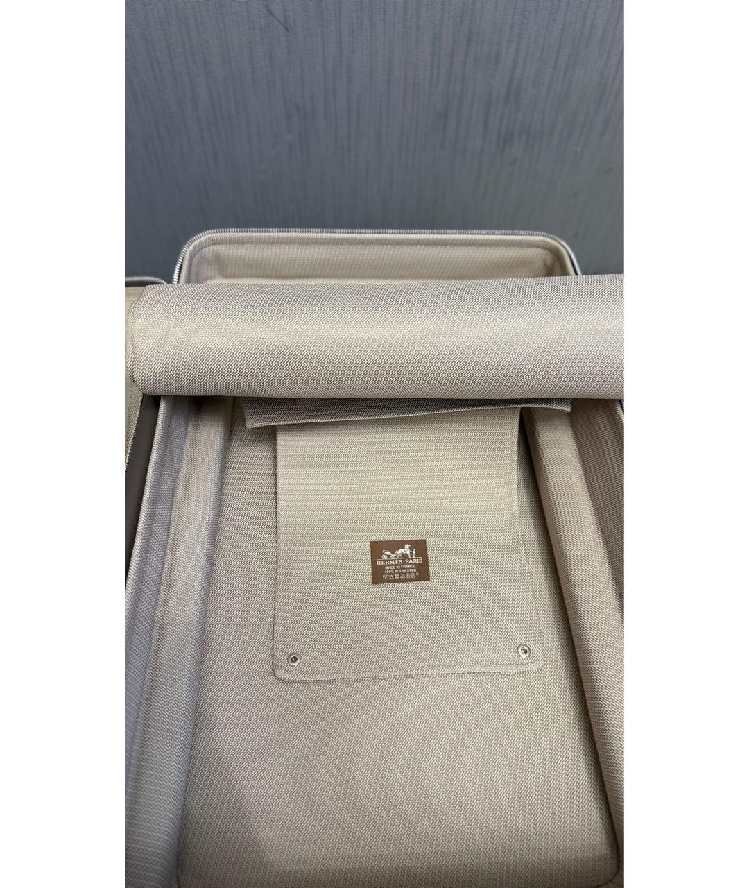 HERMES Коричневый кожаный чемодан, фото 6