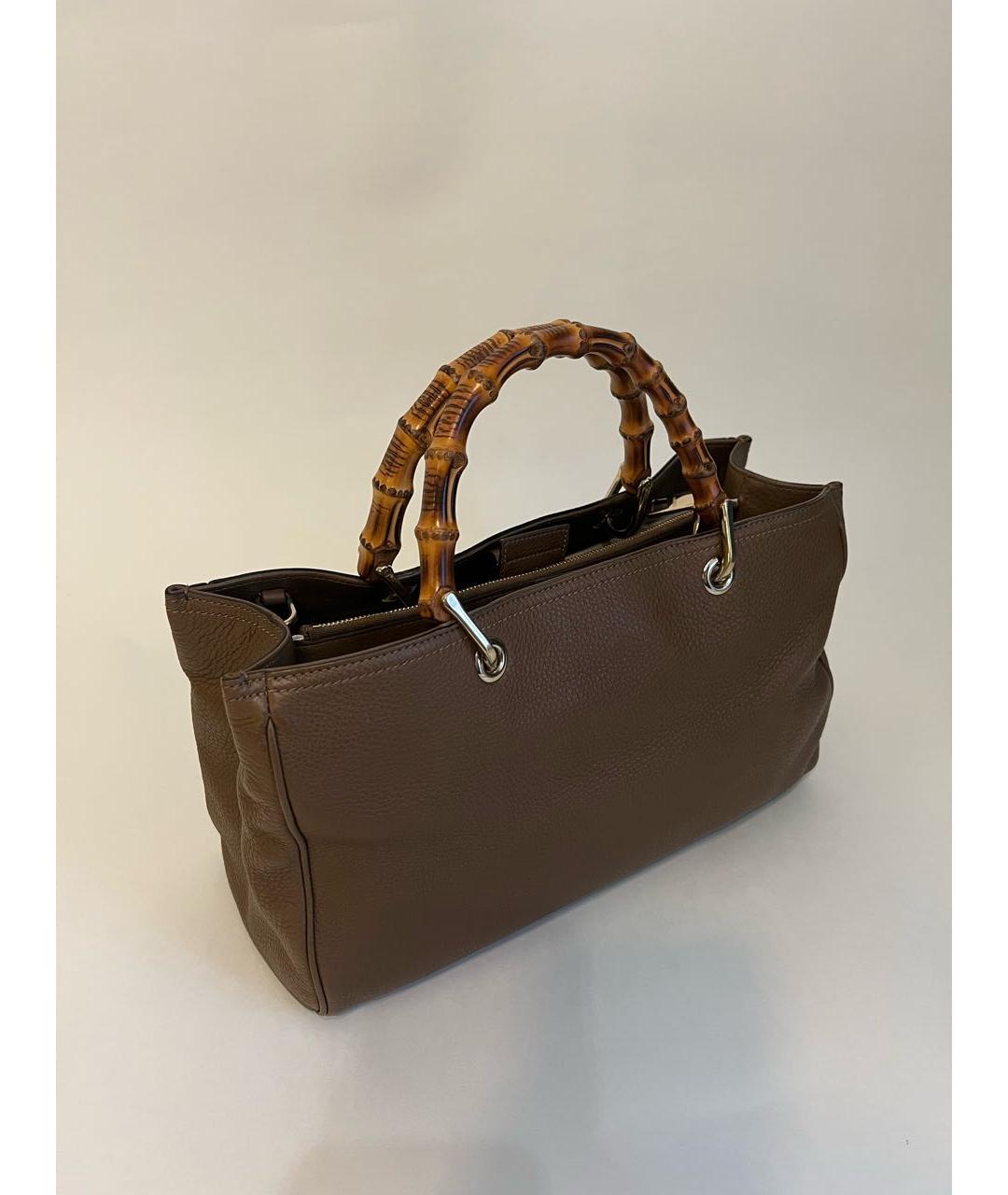 GUCCI Коричневая кожаная сумка с короткими ручками, фото 3