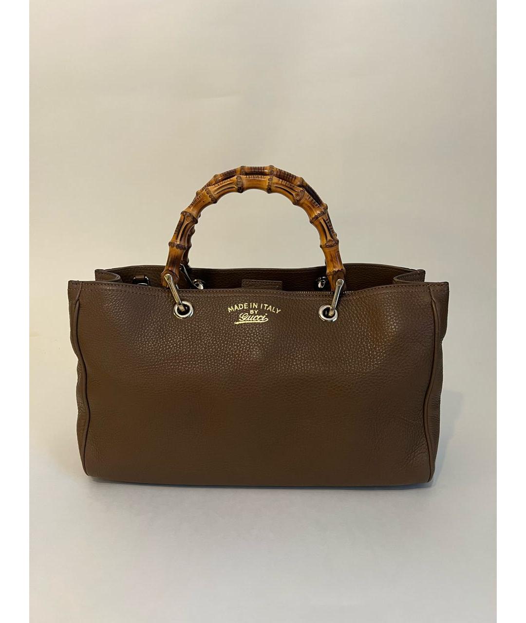 GUCCI Коричневая кожаная сумка с короткими ручками, фото 9