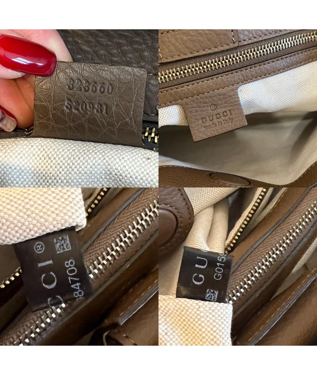 GUCCI Коричневая кожаная сумка с короткими ручками, фото 8