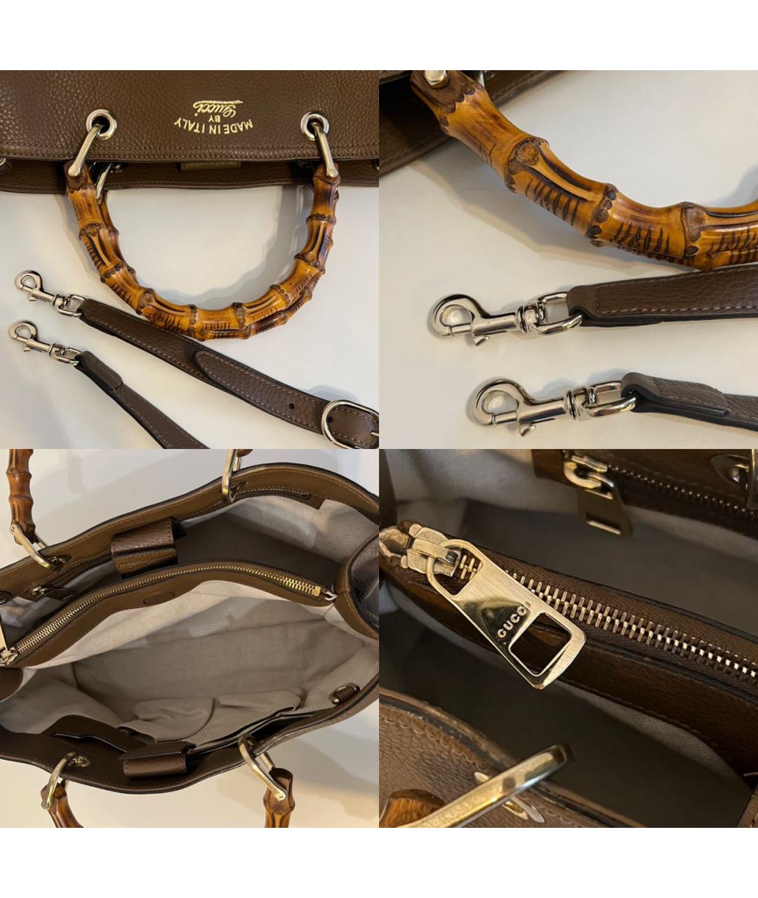 GUCCI Коричневая кожаная сумка с короткими ручками, фото 7