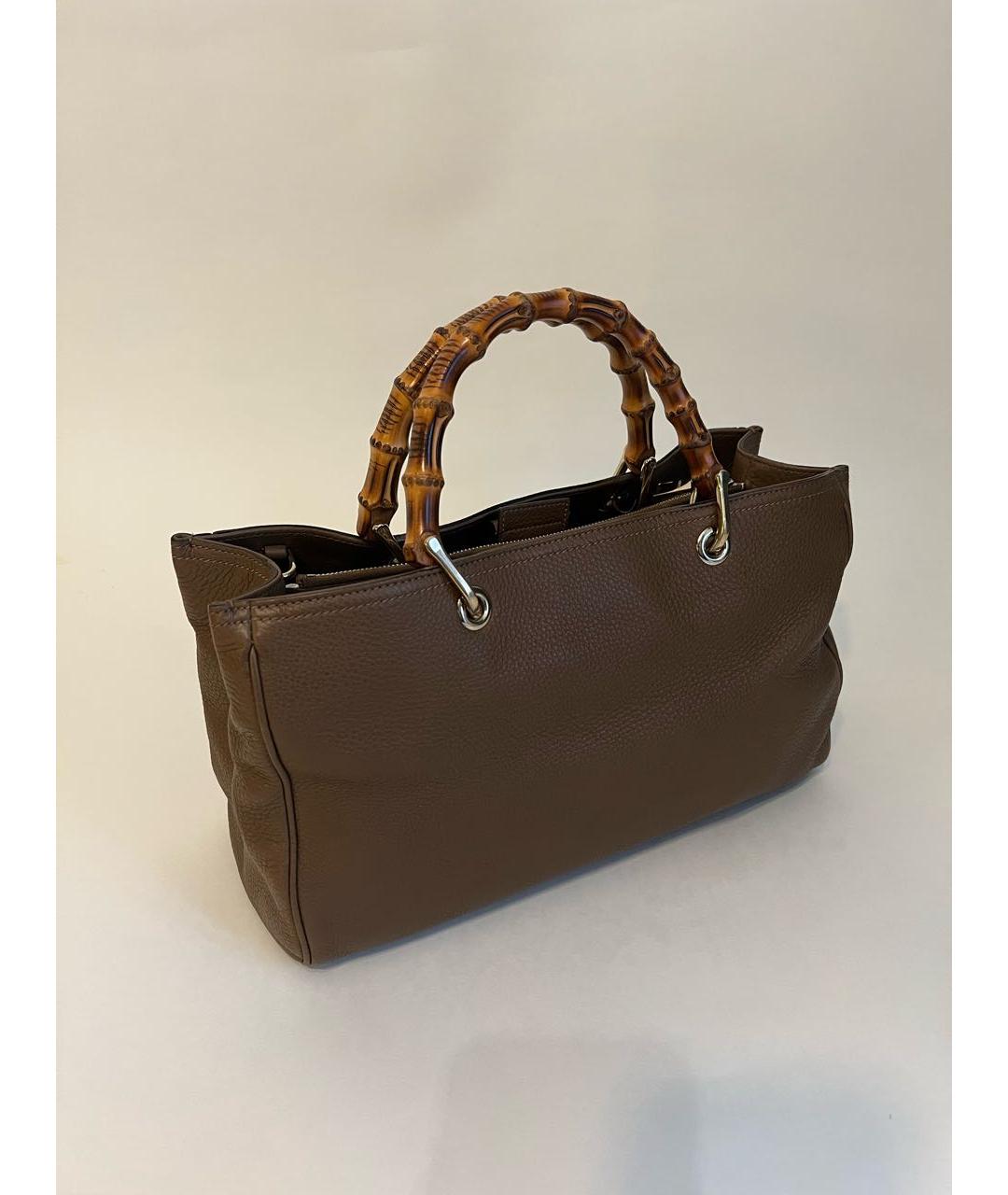 GUCCI Коричневая кожаная сумка с короткими ручками, фото 4