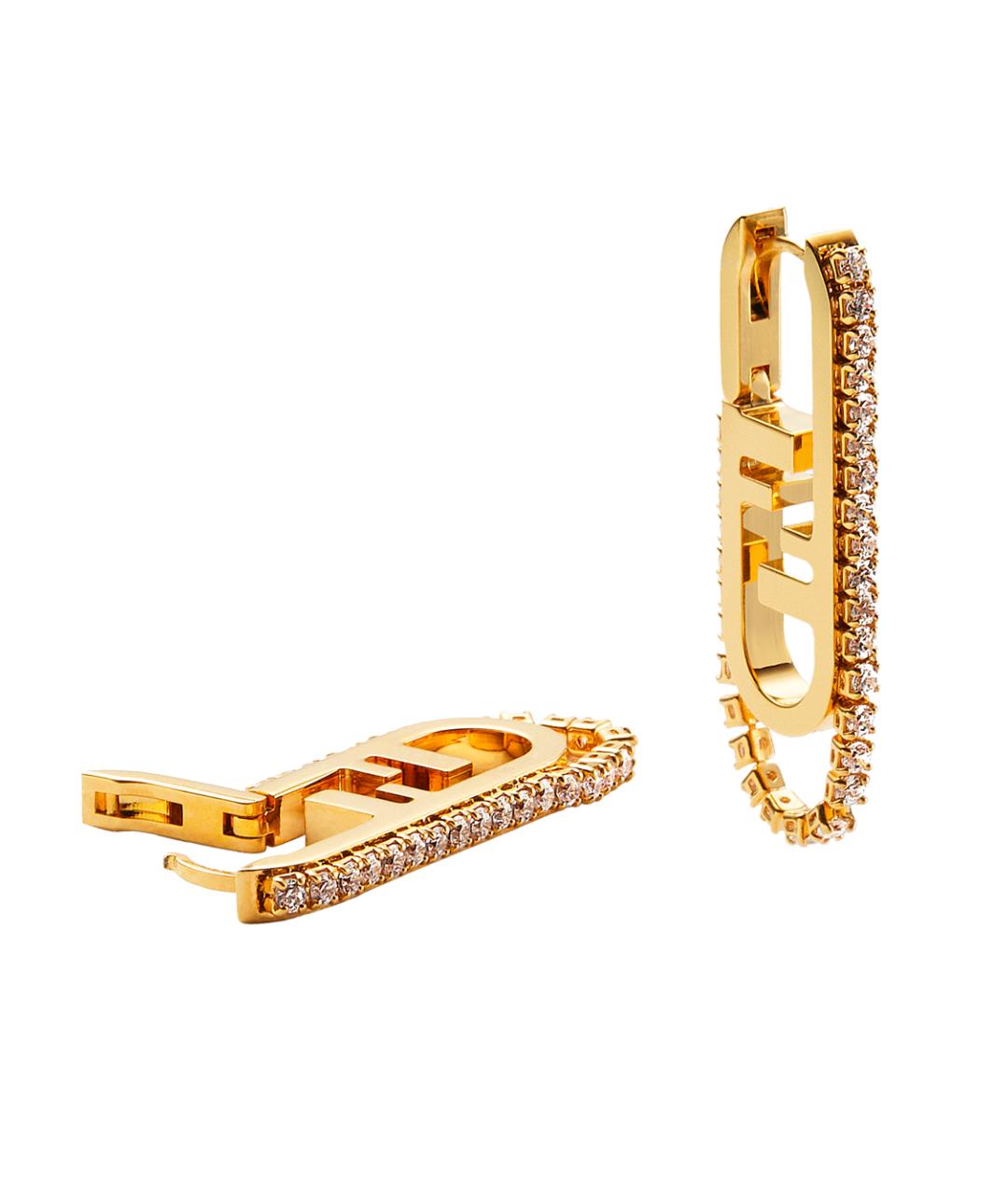 FENDI Золотые латунные серьги, фото 2