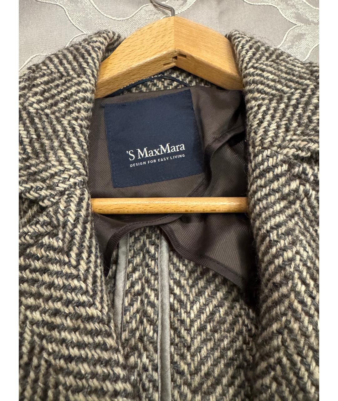 'S MAX MARA Серое шерстяное пальто, фото 5