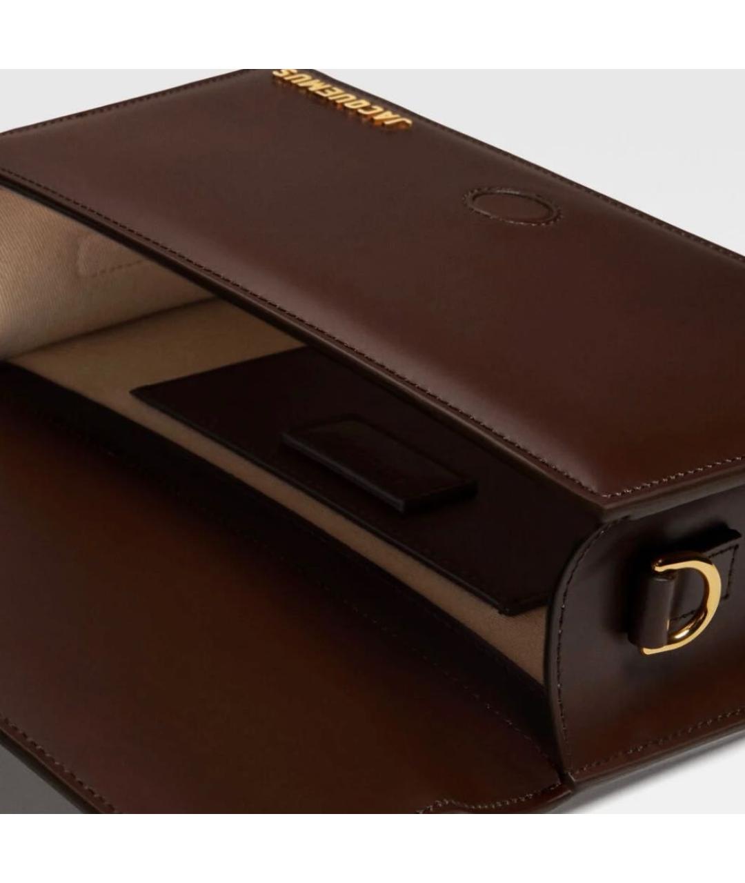 JACQUEMUS Коричневая кожаная сумка с короткими ручками, фото 4