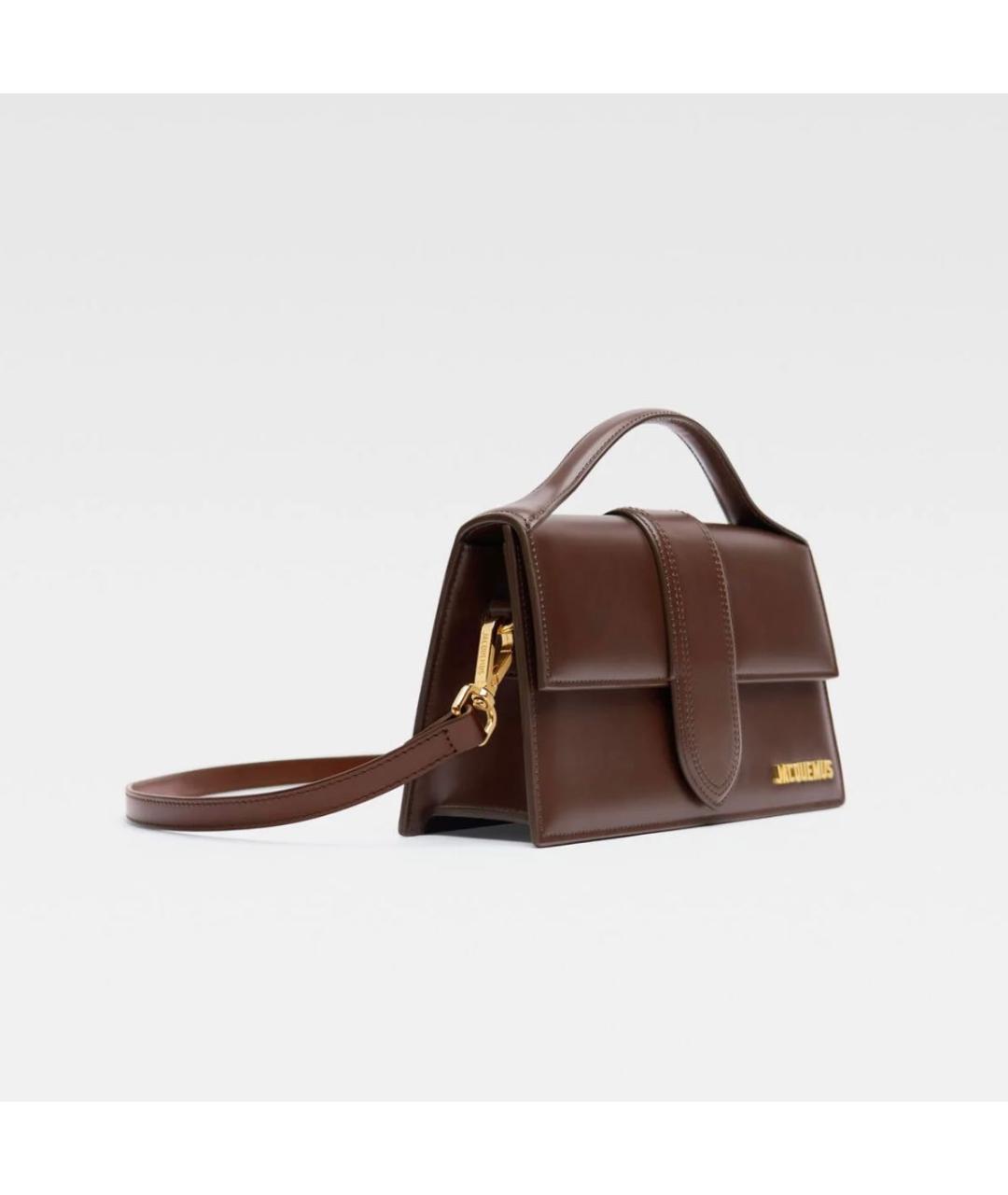 JACQUEMUS Коричневая кожаная сумка с короткими ручками, фото 2