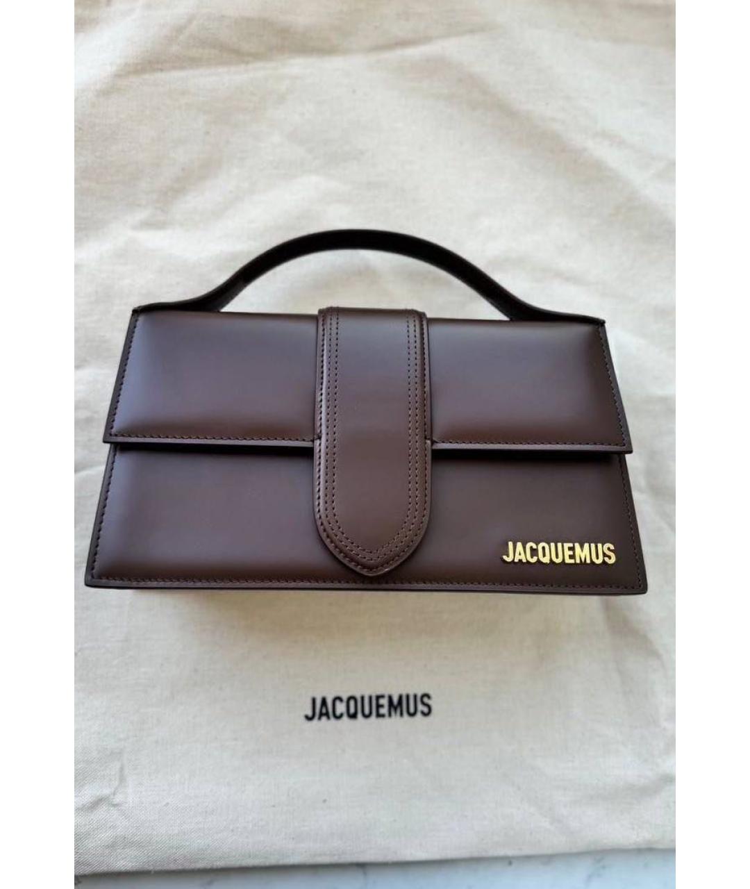 JACQUEMUS Коричневая кожаная сумка с короткими ручками, фото 6