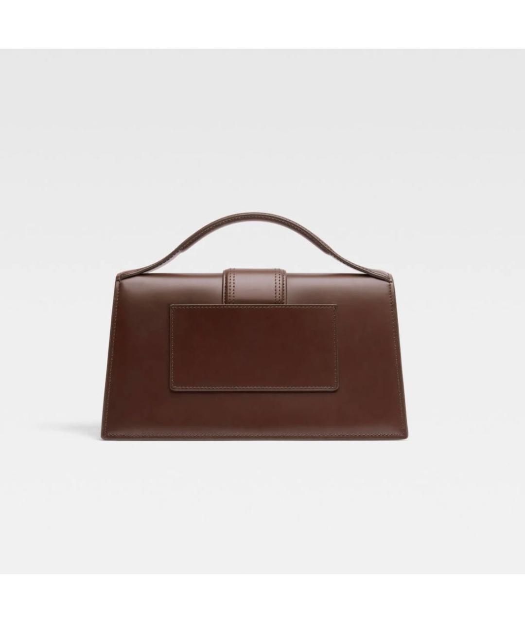 JACQUEMUS Коричневая кожаная сумка с короткими ручками, фото 3