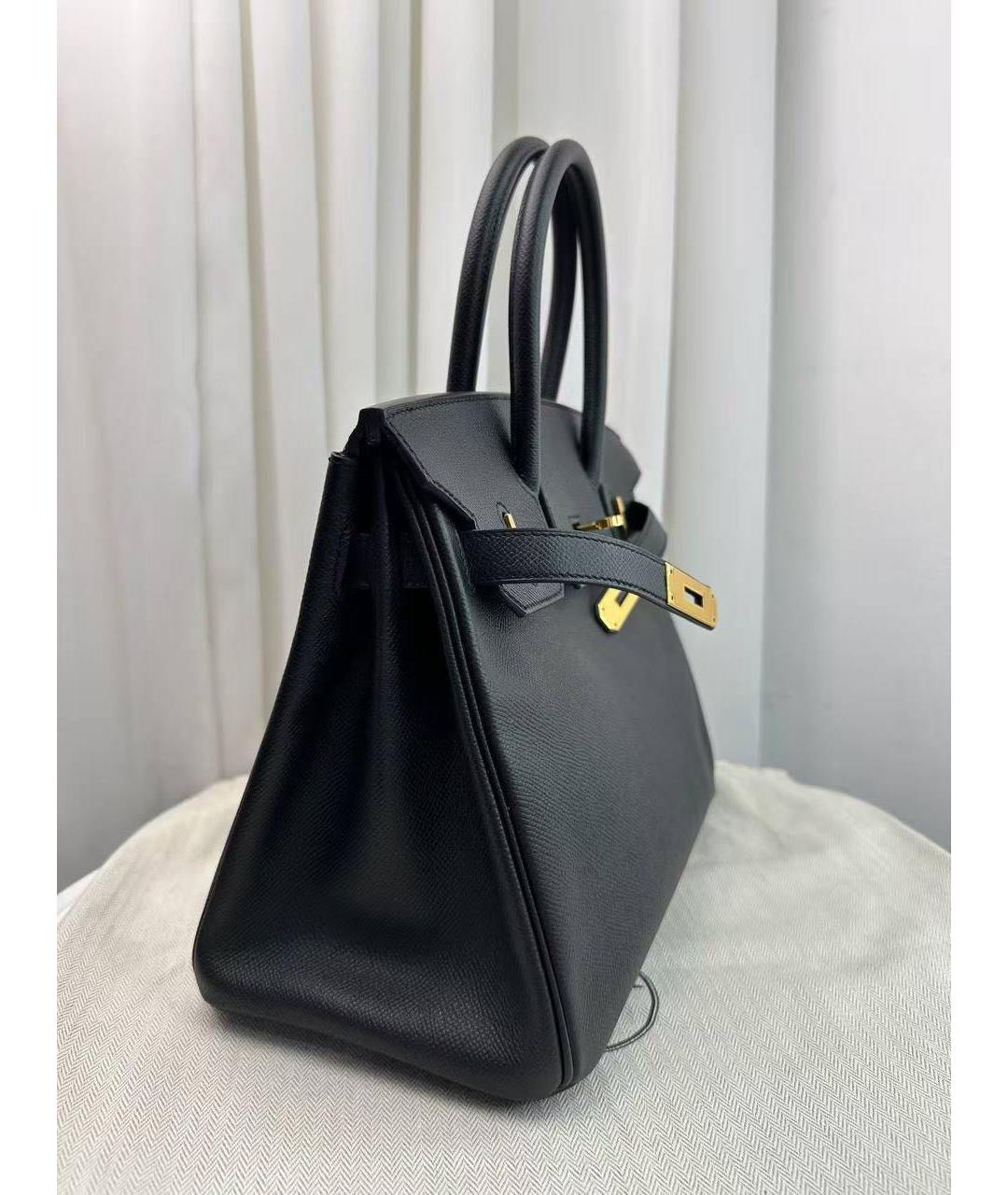 HERMES Черная кожаная сумка с короткими ручками, фото 8