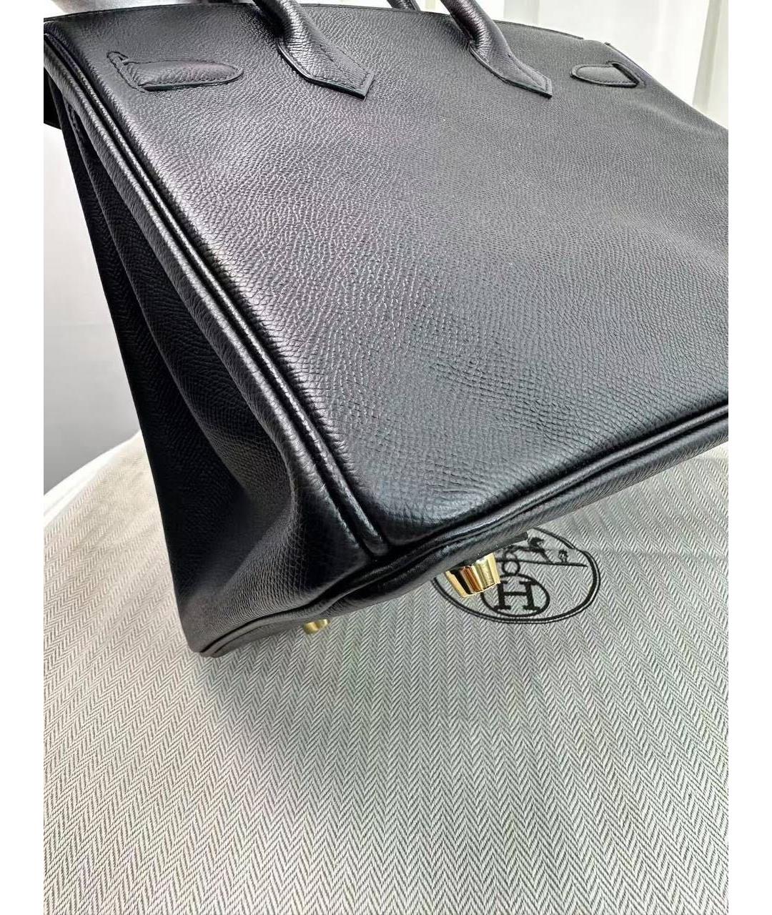 HERMES Черная кожаная сумка с короткими ручками, фото 4