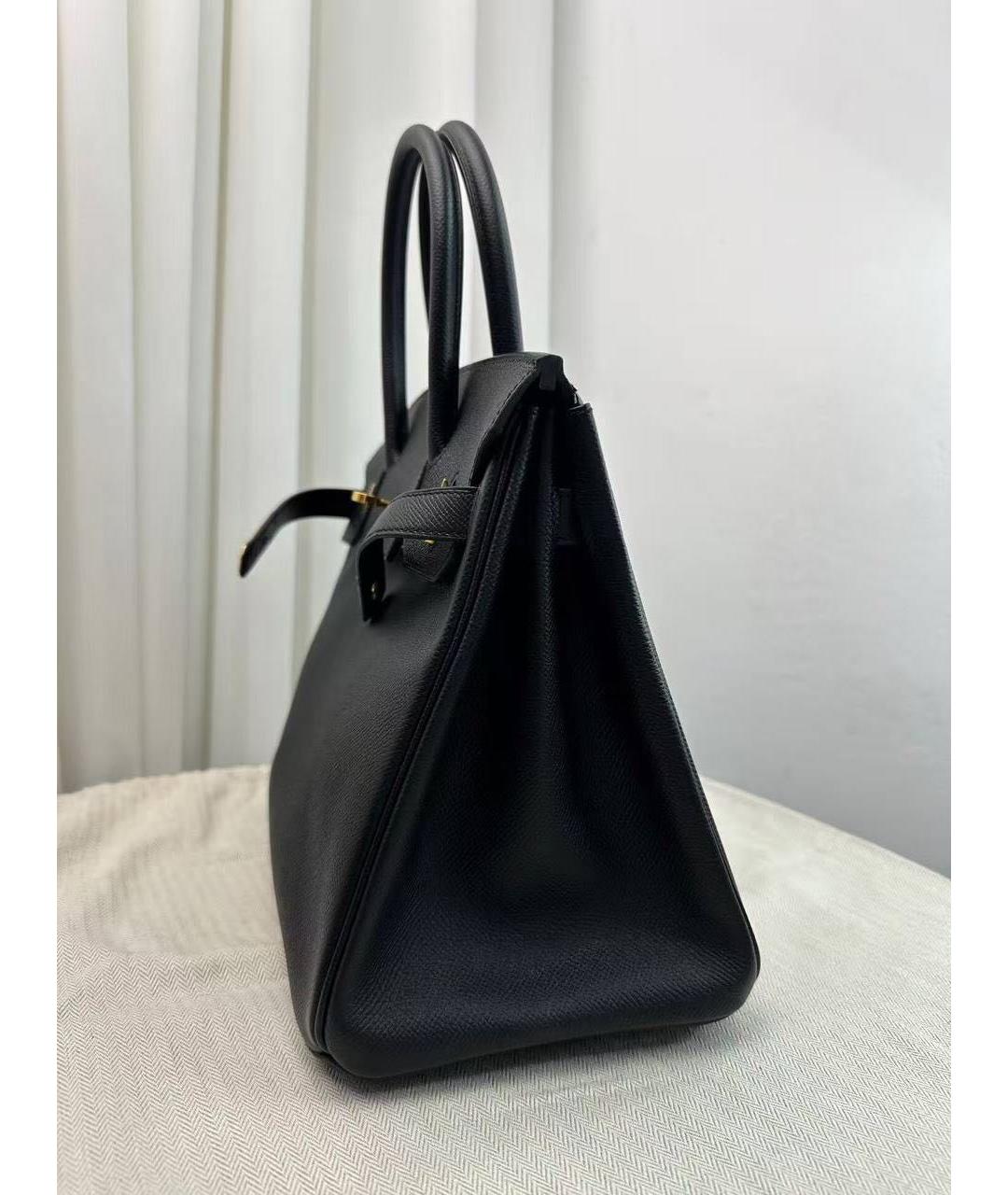 HERMES Черная кожаная сумка с короткими ручками, фото 2