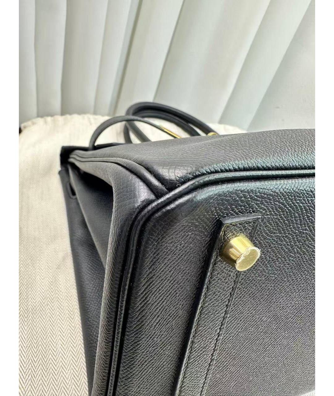 HERMES Черная кожаная сумка с короткими ручками, фото 3