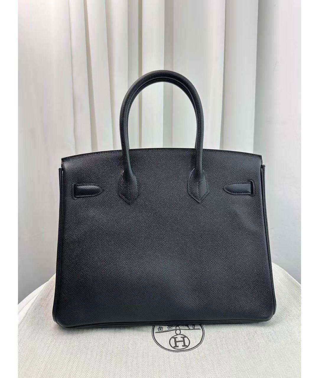 HERMES Черная кожаная сумка с короткими ручками, фото 5