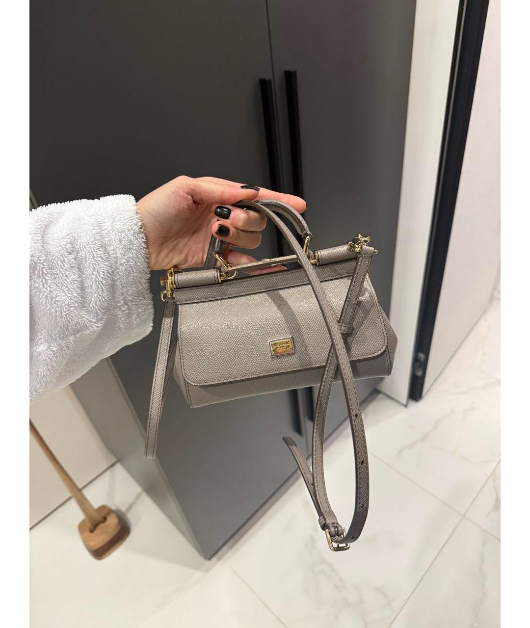 DOLCE&GABBANA Бежевая кожаная сумка с короткими ручками, фото 2