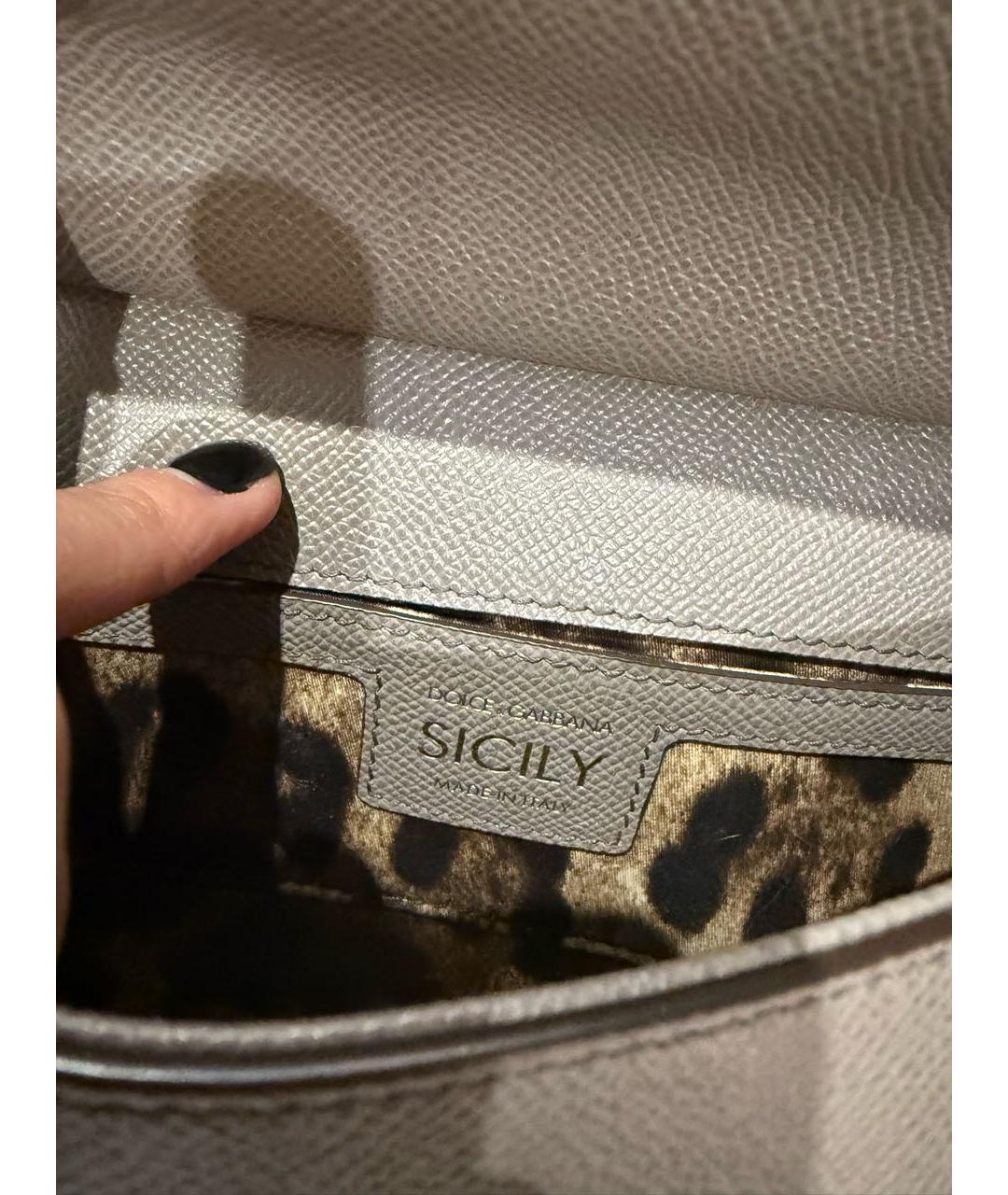 DOLCE&GABBANA Бежевая кожаная сумка с короткими ручками, фото 4
