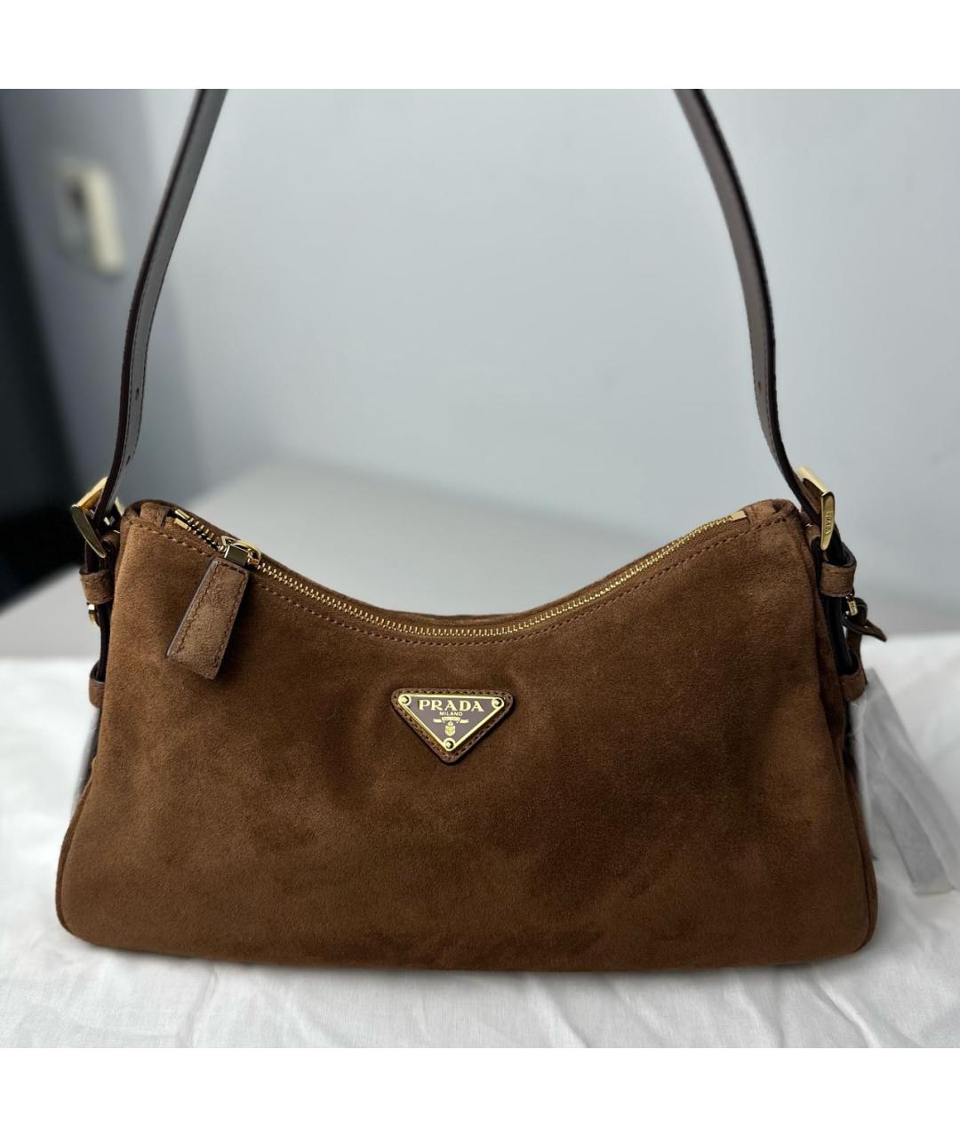 PRADA Коричневая замшевая сумка через плечо, фото 3