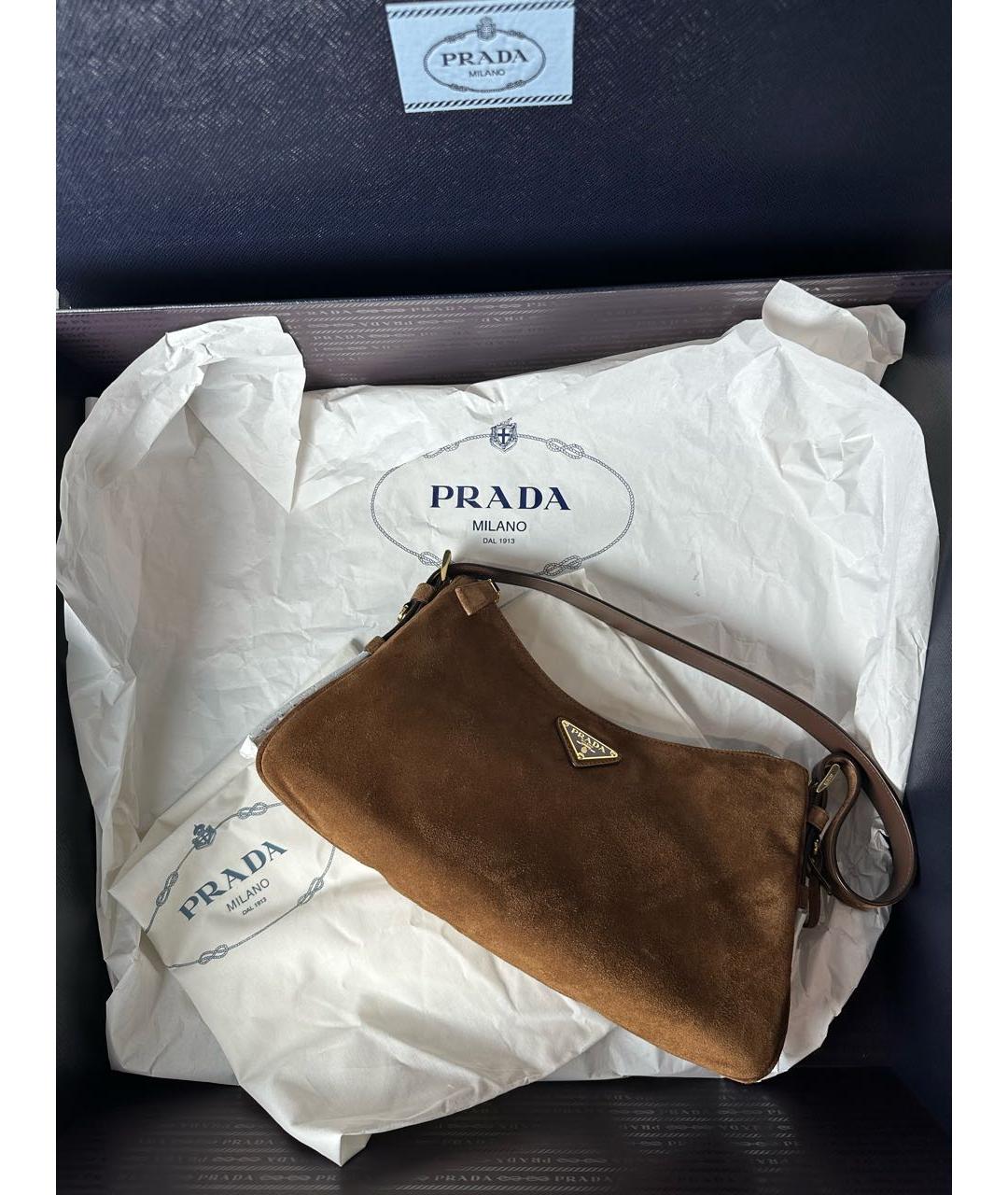PRADA Коричневая замшевая сумка через плечо, фото 8