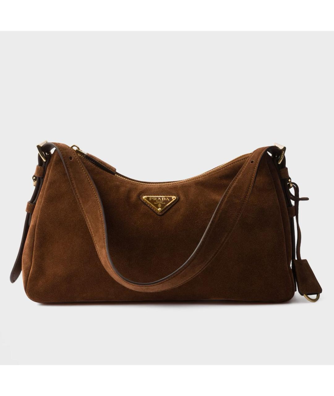 PRADA Коричневая замшевая сумка через плечо, фото 9