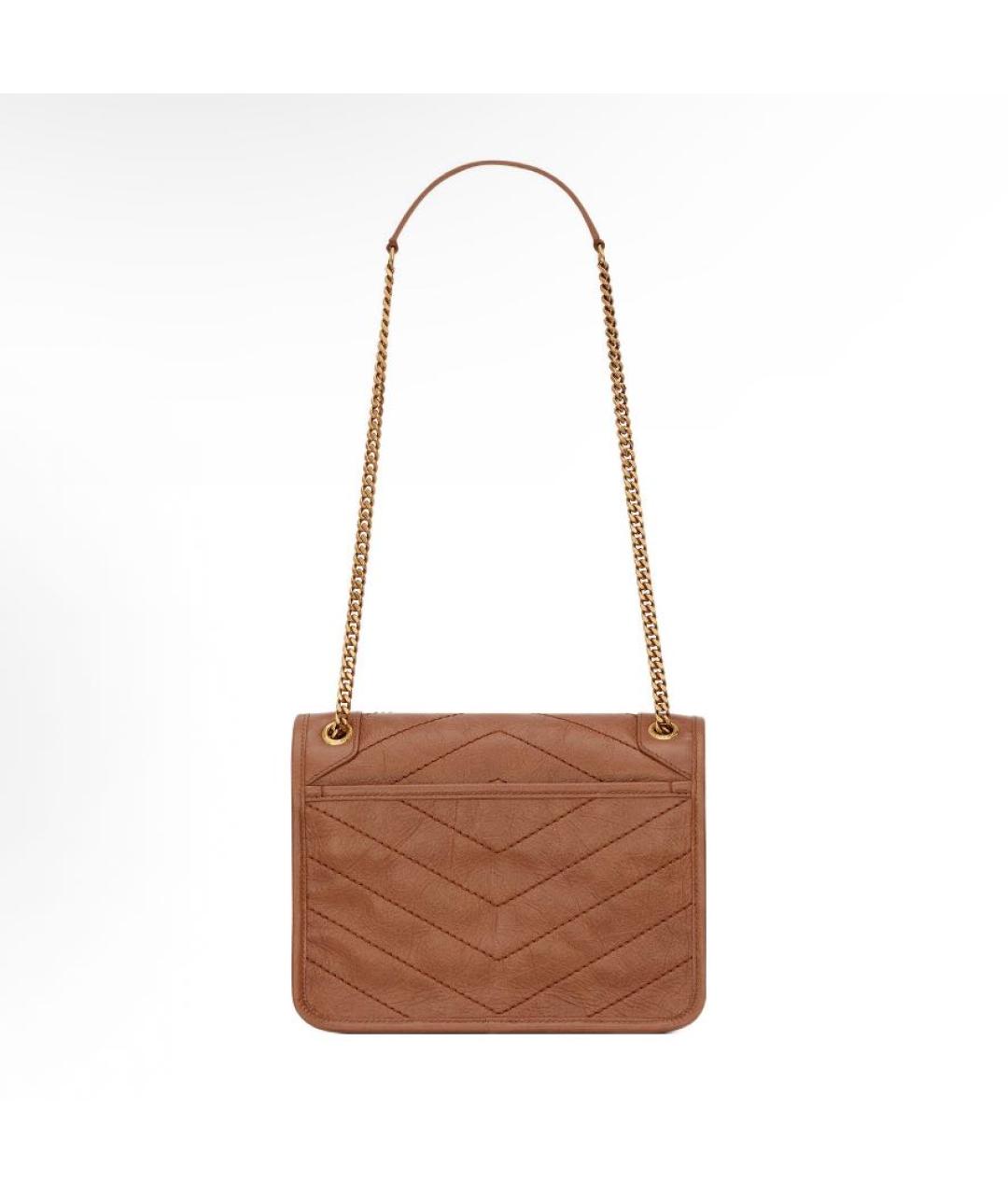 SAINT LAURENT Коричневая кожаная сумка через плечо, фото 2