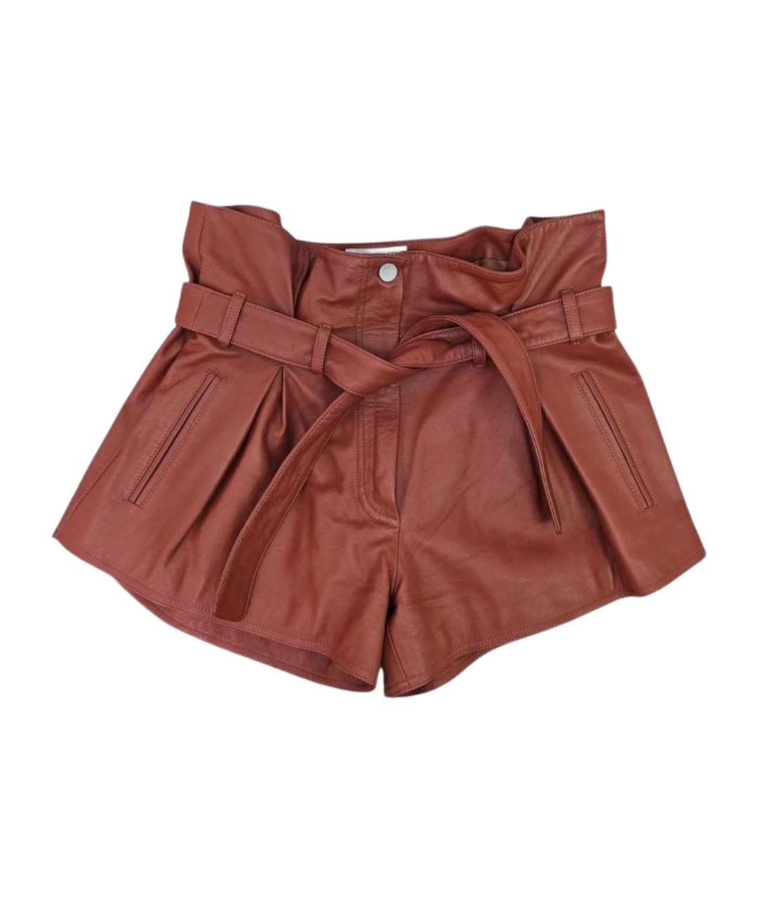 THE ATTICO Коричневые кожаные шорты, фото 1